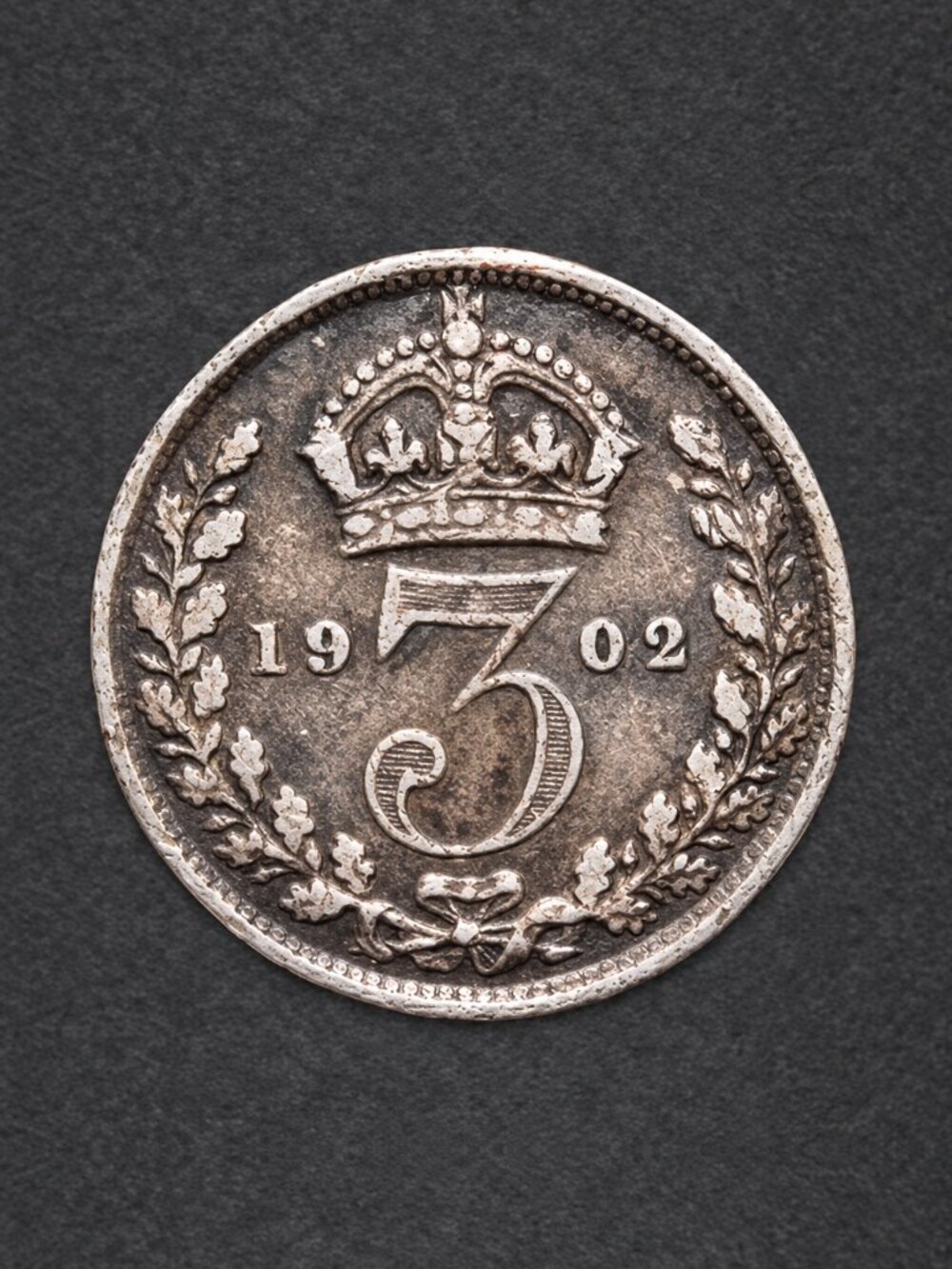 1902 Great Britain Threepence 3 Pence Edward VII Sterling Silver KM#797